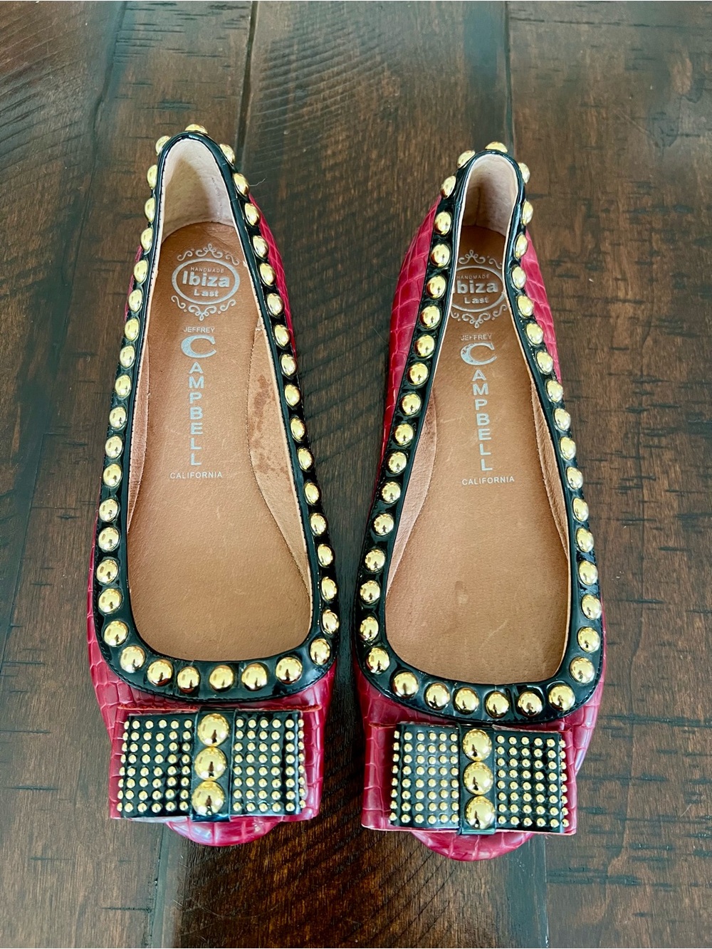Jeffrey Campbell Ibiza Last Dauphine Studded Croc Embossed Ballet Flats Sz 9